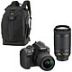 Nikon D3400 + AF-P DX 18-55 VR + AF-P DX 70-300 VR Noir + Lowepro Flipside 500 AW Réflex Numérique 24.2 MP - Ecran 3" - Vidéo Full HD - Bluetooth 4.1 - SnapBridge - Objectif AF-P DX 18-55 mm VR + Objectif AF-P DX 70-300 mm VR + Sac à dos