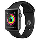 Apple Watch Series 3 GPS Aluminio Aluminio Lado Gris Deporte Negro 38 mm Reloj conectado - Aluminio - Resistente al agua hasta 50 m - GPS/GLONASS - Cardiofrecuencímetro - Pantalla Retina OLED 340 x 272 píxeles - Wi-Fi/Bluetooth 4.2 - watchOS 5 - 38 mm Pulsera deportiva