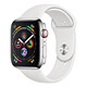 Apple Watch Series 4 GPS + Celular Steel Sport Blanco 44 mm Reloj conectado - Acero inoxidable - Resistente al agua hasta 50 m - GPS/GLONASS - Cardiofrecuencímetro - Pantalla Retina OLED 448 x 368 píxeles - Wi-Fi/Bluetooth 5.0 - watchOS 5 - brazalete deportivo blanco 44 mm