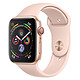 Apple Watch Serie 4 GPS + Aluminio Celular Aluminio Oro Deporte Rosa 44 mm Reloj conectado - Aluminio - Resistente al agua 50 m - GPS/GLONASS - Cardiofrecuencímetro - Pantalla Retina OLED 448 x 368 píxeles - Wi-Fi/Bluetooth 5.0 - watchOS 5 - Pulsera deportiva rosa 44 mm