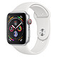 Apple Watch Serie 4 GPS + Aluminio Celular Aluminio Plata Deportivo Blanco 44 mm Reloj conectado - Aluminio - Resistente al agua hasta 50 m - GPS/GLONASS - Cardiofrecuencímetro - Pantalla Retina OLED 448 x 368 píxeles - Wi-Fi/Bluetooth 5.0 - watchOS 5 - brazalete deportivo blanco 44 mm