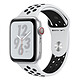 Apple Watch Nike+ Series 4 GPS + Cellular Aluminium Argent Sport Platine pur/Noir 44 mm Montre connectée - Aluminium - Étanche 50 m - GPS/GLONASS - Cardiofréquencemètre - Écran Retina OLED 448 x 368 pixels - Wi-Fi/Bluetooth 5.0 - watchOS 5 - Bracelet Sport Nike 44 mm
