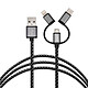 Avis 3SIXT Câble 3-en-1 USB vers micro-USB, USB-C, Lightning - 1m