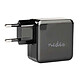 Nedis WCHAU483ABK Black USB wall charger with 2 USB-A and USB-C outputs