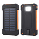Akashi Batterie de Secours 8000 mAh Solaire Batterie externe solaire IPX4 8000 mAh 2 ports USB avec torche LED