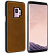 Akashi Funda de piel italiana Marrón Galaxy S9 Carcasa de cuero auténtico marrón para Samsung Galaxy S9