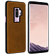 Akashi Funda de piel italiana Marrón Galaxy S9+ Carcasa de cuero auténtico marrón para Samsung Galaxy S9+