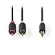 Nedis Câble Audio Stéréo Jack 3.5 mm vers 2 x RCA mâle - 3 mètres Cordon audio stéréo jack 3.5 mm anthracite vers 2x RCA (Mâle/Mâle) - 3 m