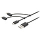 Nedis CCGB60620BK10 USB-A 2.0 3-in-1 cable de carga y sincronización a micro-USB, USB-C y Apple Lightning (1m)