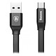 Baseus Câble USB/USB-C Noir - 1.2m Câble plat de chargement et synchronisation USB vers USB-C