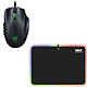 Razer Naga Trinity LDLC RGB PAD Wired gamer mouse - right handed - 16000 dpi laser sensor - up to 19 programmable buttons - RGB Chroma lighting Gamer LED RGB hard mouse pad - Size M (358 x 256 mm) - USB