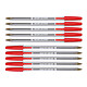 Stylo à Bille transparent pointe moyenne - Rouge x50 Lot de 50 stylos à bille rouge avec pointe moyenne et capuchons