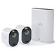 Arlo Ultra Pack 2 Smart Caméra Pack sécurité 2 caméras 4K HDR sans fil intérieure/extérieure avec vision nocturne, angle 180°, zoom et projecteur compatible Google Assistant et Amazon Alexa + Base SmartHub