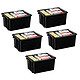 CEP Strata Set of 5 Maxi Box 32 litres Black Pack of 5 Plastic Recycling Storage Boxes 32 litres