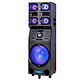 Black Panther City Street Home Sistema de sonido móvil con iluminación Bluetooth recargable, USB, AUX, entrada de micrófono, entrada de guitarra, sintonizador FM, función X-BASS, Audio DSP