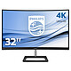 Philips 32" LED - 328E1CA/00 3840 x 2160 pixels - 4 ms (greyscale) - 75 Hz - Widescreen 16/9 - VA curved panel - Adaptive Sync - DisplayPort / HDMI / VGA - Black