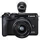 Canon EOS M6 Mark II Noir + 15-45mm + Viseur Appareil photo 32.5 MP - ISO 25600 - Vidéo 4K UHD - Ecran LCD 3" tactile et inclinable - Wi-Fi/Bluetooth + Viseur électronique + Objectif EF-M 15-45mm f/3.5-6.3 IS STM