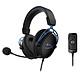 HyperX Cloud Alpha S (Blue) Gaming headset - closed USB/jack 3.5 mm - stro 2.0 sound and Virtual 7.1 Surround - removable noise-cancelling microphone - aluminium hinges - leather and memory foam pads - USB controls
