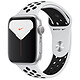 Apple Watch Series 5 Nike GPS Aluminium Argent Bracelet Sport Platine Pur/Noir 44 mm