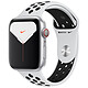 Apple Watch Series 5 Nike GPS + Cellular Aluminium Argent Bracelet Sport Platine Pur/Noir 44 mm