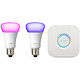Philips Hue White & Color Ambiance Kit de démarrage E27 9 W Bluetooth 2 ampoules E27 9 Watts - Pont Hue