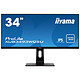 iiyama 34" LED - ProLite XUB3493WQSU-B1 3440 x 1440 pixels - 4 ms (greyscale) - Widescreen 21/9 - IPS panel - FreeSync - HDR - HDMI/DisplayPort - Black