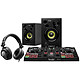Hercules DJLearning Kit Ensemble complet avec contrôleur DJ avec interface audio intégrée, une paire d'enceintes monitoring 2x 15W et un casque