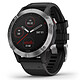 Garmin fenix 6 (Silver/Black) Smartwatch - stainless steel - 1.3" touch screen 260 x 260 pixels - silicone strap - GPS/GLONASS/Galileo - WiFi/Bluetooth - water resistant