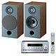 Yamaha MusicCast CRX-N470D Silver Focal Chora 806 Dark Wood Mini Multiroom CD MP3 USB Wi-Fi Bluetooth and AirPlay with MusicCast Library Speaker (pair)