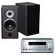 Yamaha MusicCast CRX-N470D Silver + Cabasse Antigua MT22 Black Satin Mini CD MP3 USB Wi-Fi Bluetooth and AirPlay Multiroom System with MusicCast + 75W Bookshelf Speakers (pair)