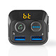 Nedis émetteur FM pour voiture Émetteur FM Bluetooth avec ports USB 3.0 et fonction Bass Boost