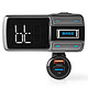 Nedis émetteur FM pour voiture à commande vocale Émetteur FM Bluetooth à commande vocale avec ports USB 3.0 et fonction Bass Boost