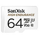 SanDisk High Endurance microSDXC UHS-I U3 V30 64 Go + Adaptateur SD Carte mémoire ultra-endurante MicroSDXC UHS-I U3 V30 64 Go