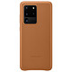 Samsung Coque Cuir Marron Samsung Galaxy S20 Ultra Coque en cuir véritable pour Samsung Galaxy S20 Ultra