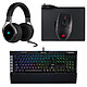 Corsair Ultimate Pack Gamer's set - keyboard with silver mechanical silent switches (Cherry MX Speed Silver switches) - 16,000 dpi 9 button optical wireless mouse - 7.1 surround sound headset - Qi compatible mouse pad medium size (350 x 260 x 5 mm)