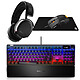 SteelSeries Deluxe Pack Ensemble pour gamer - clavier à interrupteurs mécaniques rouges (Switches SteelSeries QX2) - souris optique 12000 dpi à 7 boutons - casque-micro Surround 7.1 - tapis de souris format très large (900 x 400 x 4 mm)