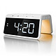 Caliber HCG-019Qi Blanc Réveil avec double alarme, éclairage 8 couleurs, port USB et zone de chargement sans fil Qi
