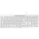 Cherry Stream Keyboard (grey) - AZERTY, French Flat keyboard - scissor switches - laser-marked flat keys - silent typing - multimedia functions - spill-resistant - AZERTY, French