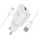 xqisit Travel Charger 2.4 A USB / USB-C Blanc Chargeur de voyage avec port USB 2.4 A et câble USB-C
