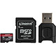Kingston Canvas React Plus SDCR2/128GB Carte mémoire microSDXC UHS-II U3 128 Go avec adaptateur SD et lecteur USB