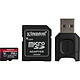 Kingston Canvas React Plus SDCR2/256GB Tarjeta de memoria microSDXC UHS-II U3 de 256GB con adaptador SD y unidad USB