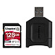 Kingston Canvas React Plus SDCR2/128GB Carte mémoire SDXC UHS-II U3 128 Go avec lecteur USB