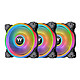 Thermaltake Riing Quad 14 RGB Radiator Fan TT Premium Edition Pack de 3 ventilateurs de radiateur watercooling 140 mm LED RGB 16.8 millions de couleurs + boitier de contrôle - Noir