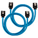 Corsair Câbles SATA gainés 60 cm (coloris bleu) Lot de 2 câbles SATA gainés 60 cm compatibles SATA 3.0 (6 Gb/s)