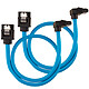 Corsair Câbles SATA Gainés Droits/Coudés 30 cm (coloris bleu) Lot de 2 câbles SATA gainés 30 cm compatibles SATA 3.0 (6 Gb/s)
