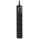 Infosec S5 Black Line II 5-socket lightning protection power strip with surge protector