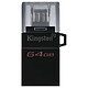 Kingston DataTraveler microDuo 3.0 G2 64 Go Clé microUSB 3.0 et USB Type A 3.0 - 64 Go - Compatible Android OTG