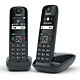Gigaset AS690 Duo Noir Lot de 2 téléphones sans fil - mains-libres - répertoire 100 contacts
