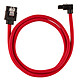 Corsair Câble SATA gainé Premium 60 cm connecteur coudé (coloris rouge) Câble SATA gainé 60 cm connecteur coudé à 90° compatible SATA 3.0 (6 Gb/s)
