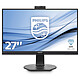 Philips 27" LED - 272B7QUBHEB 2560 x 1440 pixel - 5 ms (grigio) - formato 16/9 - pannello IPS - Pivot - DisplayPort/HDMI/USB-C - Hub USB - Webcam - Nero